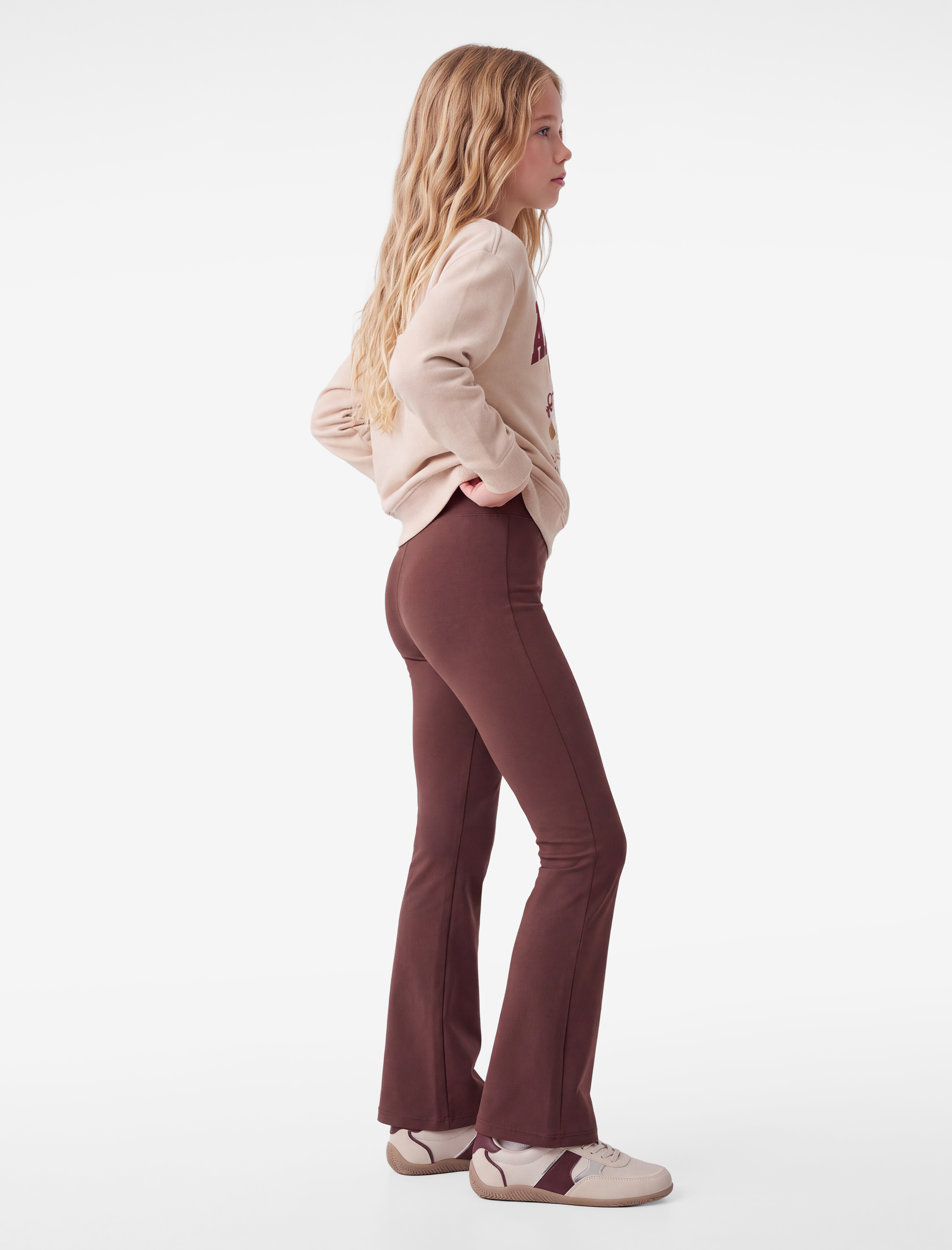  Kız Çocuk Beli Lastikli Slim Fit İspanyol Paça Tayt