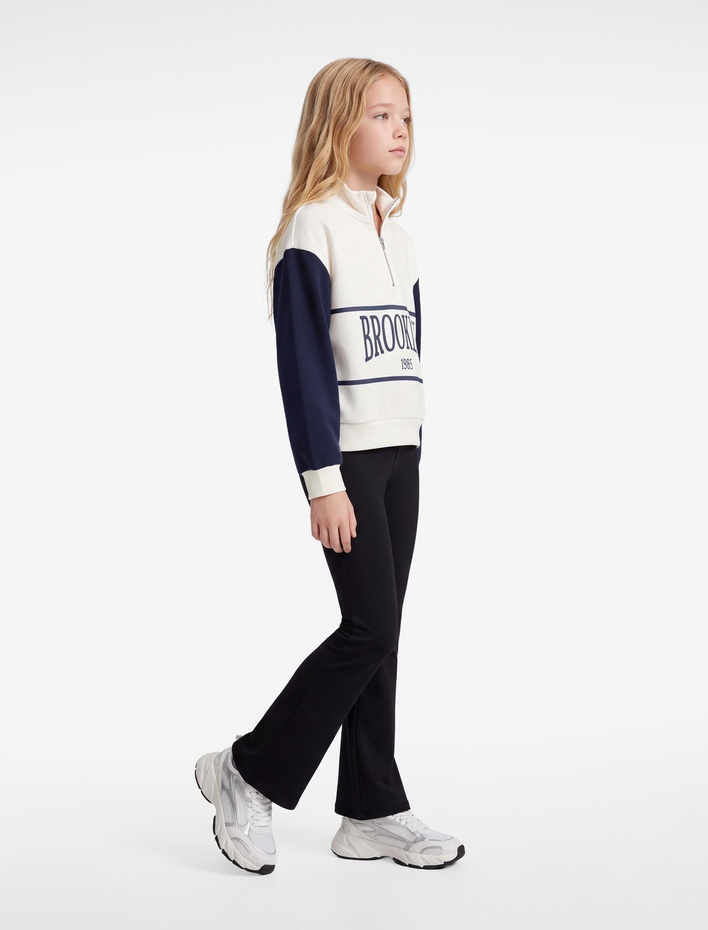 Kız Çocuk Beli Lastikli Slim Fit İspanyol Paça Tayt