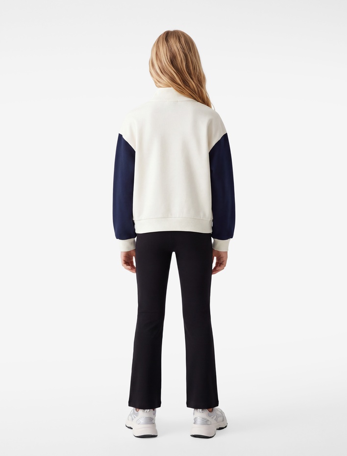 Kız Çocuk Beli Lastikli Slim Fit İspanyol Paça Tayt
