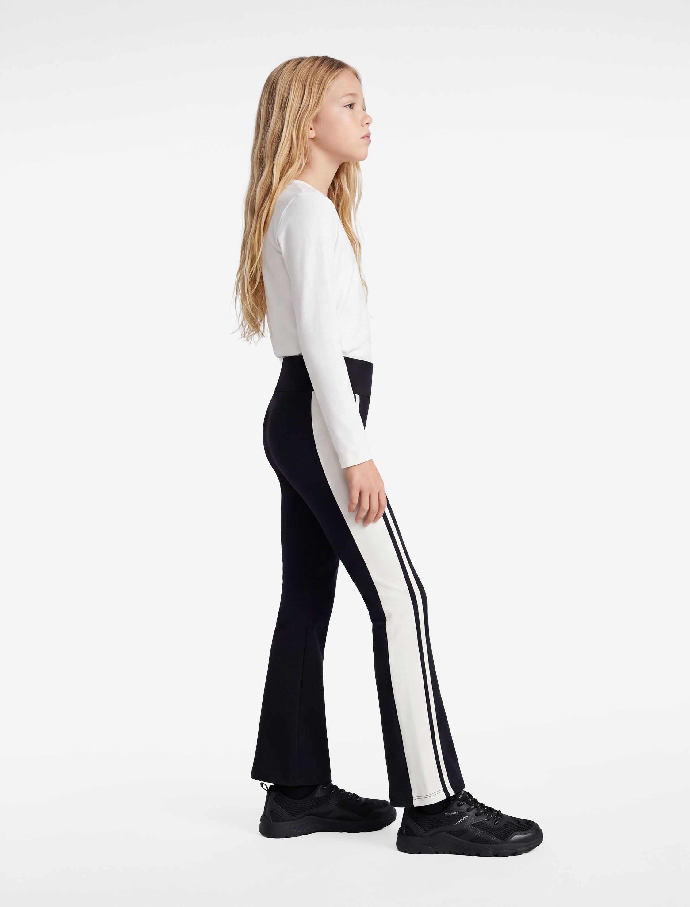  Kız Çocuk Beli Lastikli Slim Fit Viskon Karışımlı İspanyol Paça Tayt