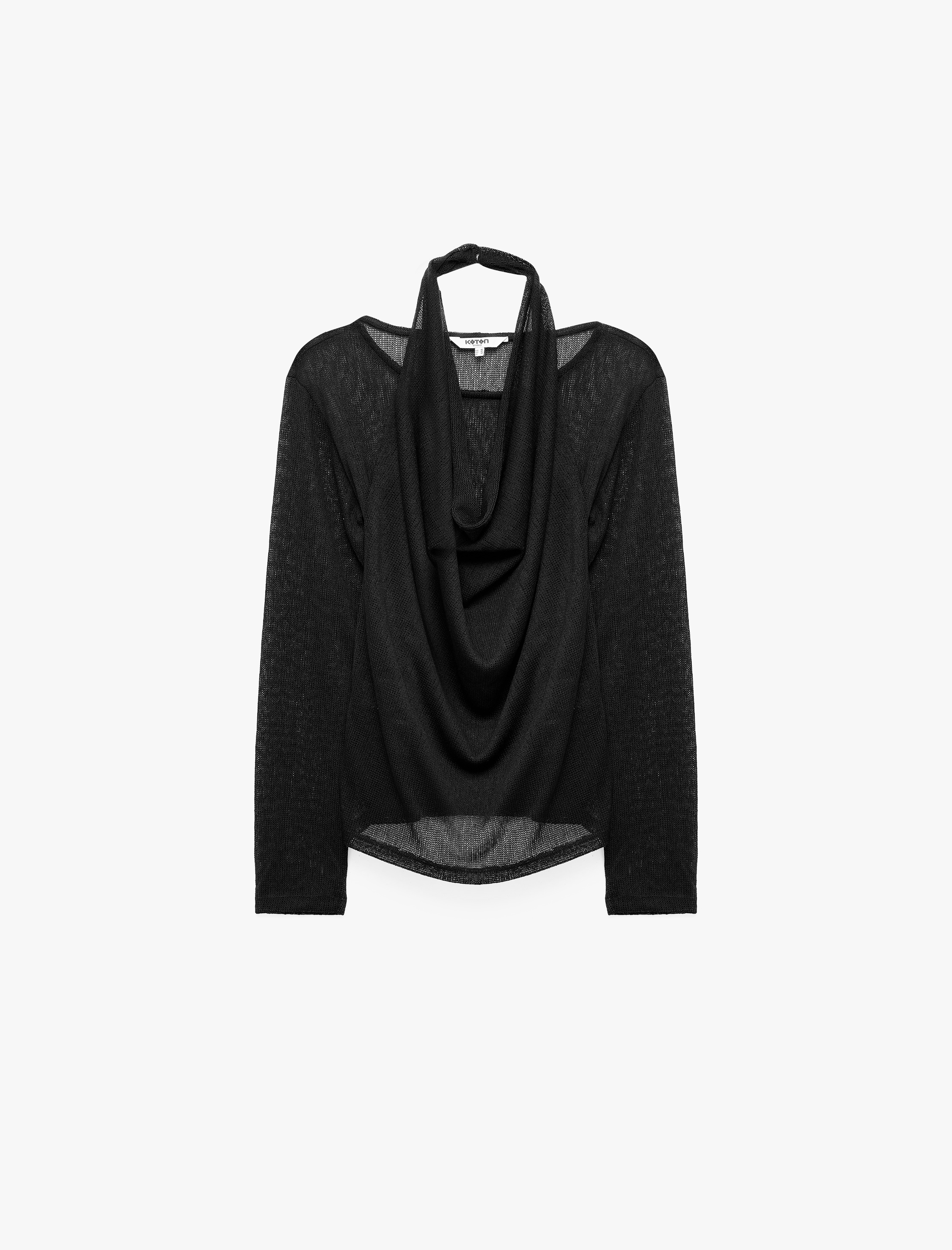  Slim Fit Drapeli Katmanlı Degaje Yaka Uzun Kollu Bluz