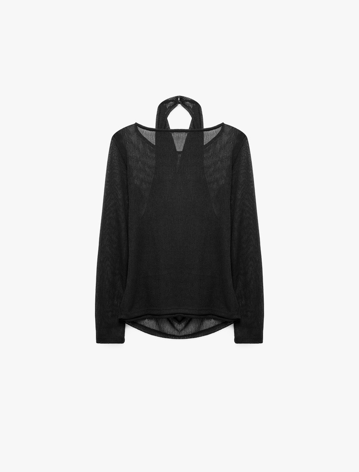  Slim Fit Drapeli Katmanlı Degaje Yaka Uzun Kollu Bluz