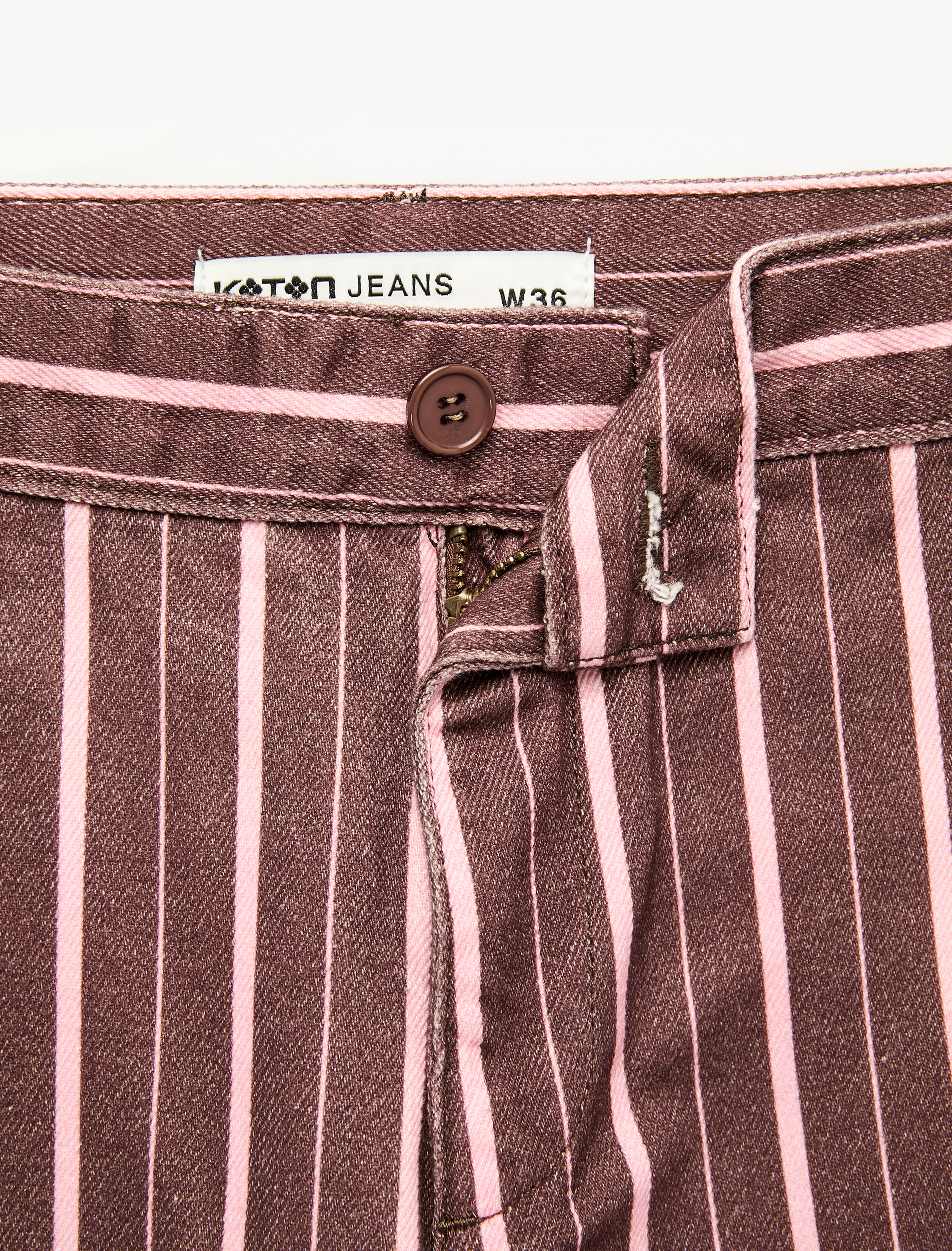   Beş Cepli Rahat Kalıp Pamuklu Düz Paça Çizgili Baggy Pantolon - Baggy Jeans