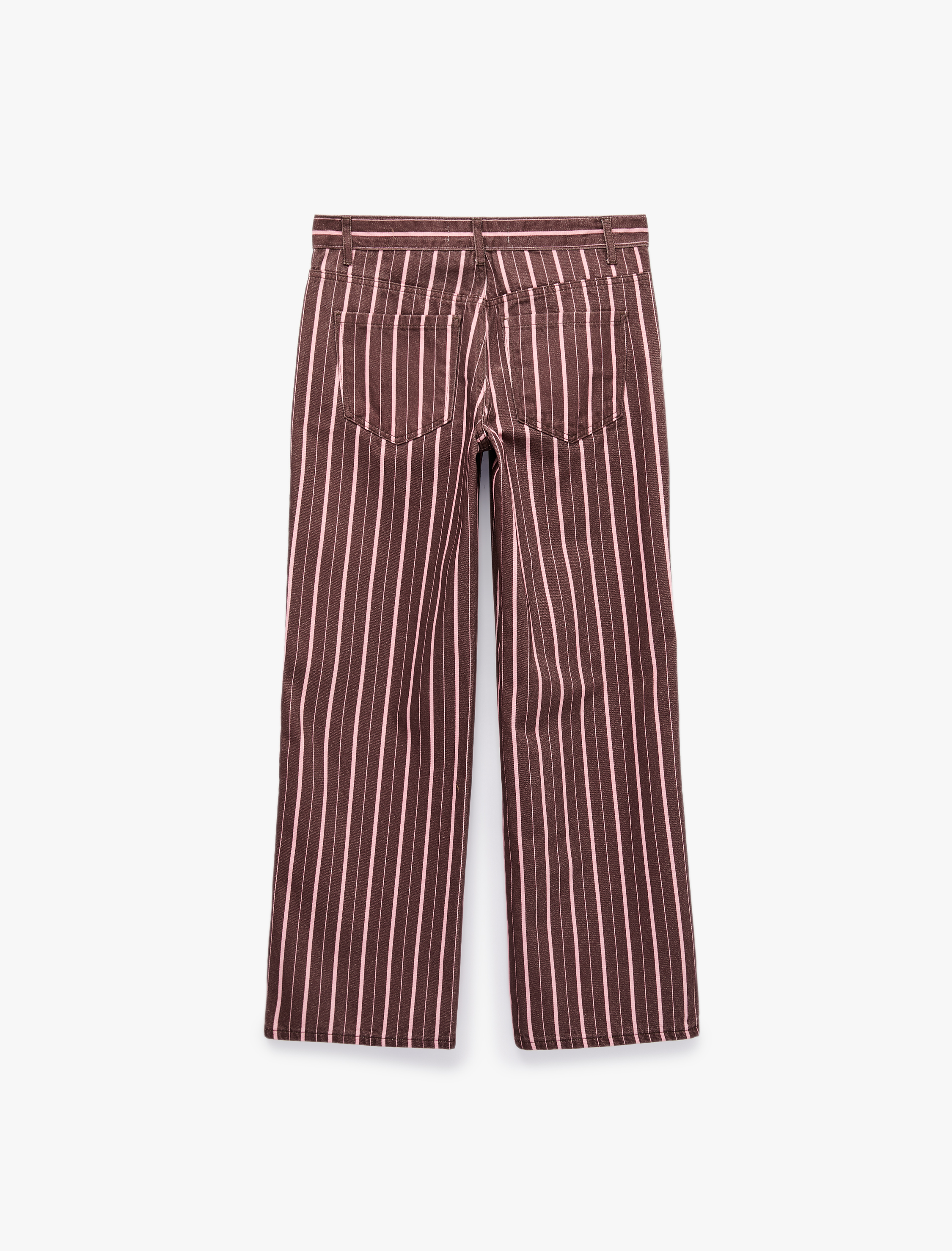   Beş Cepli Rahat Kalıp Pamuklu Düz Paça Çizgili Baggy Pantolon - Baggy Jeans