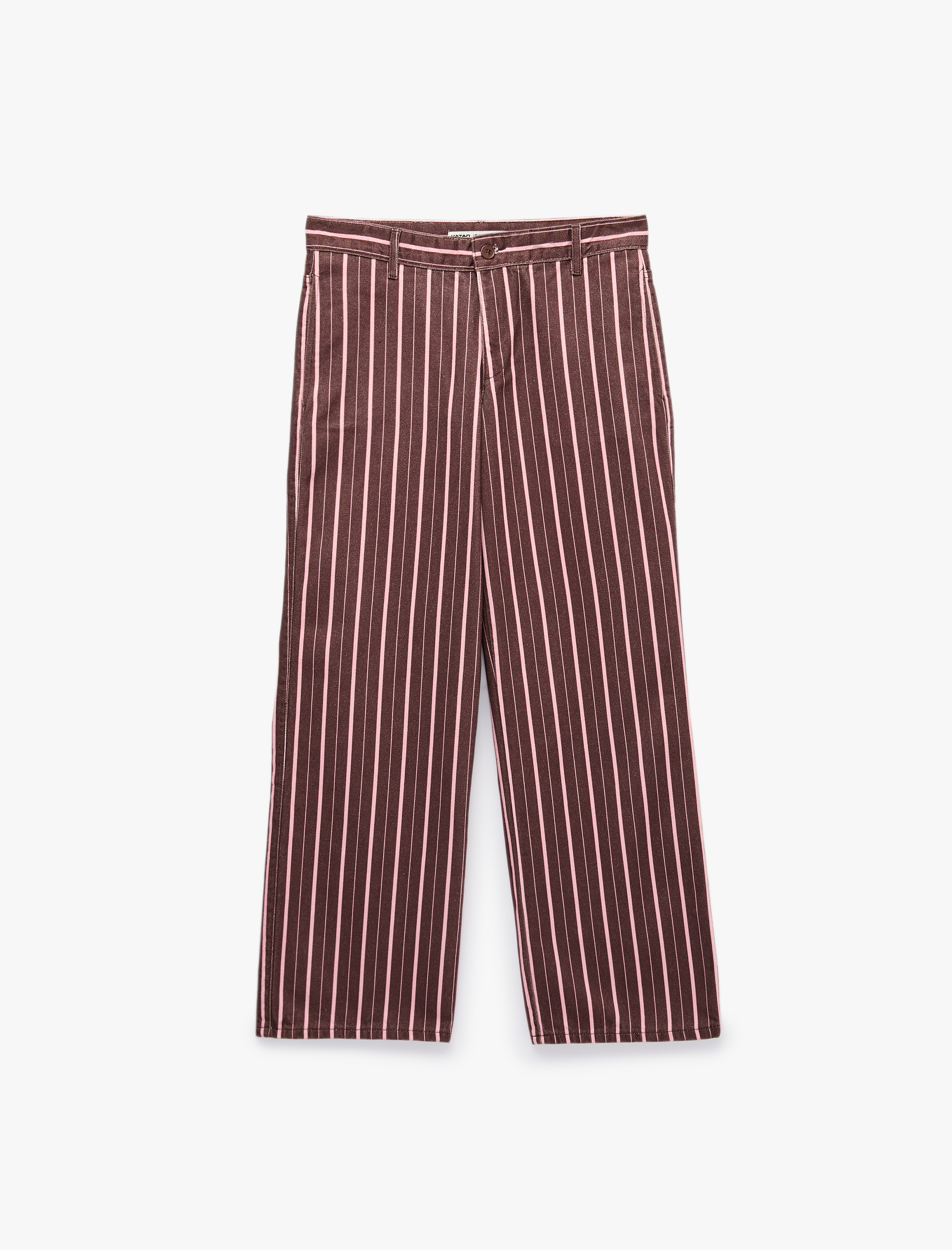   Beş Cepli Rahat Kalıp Pamuklu Düz Paça Çizgili Baggy Pantolon - Baggy Jeans