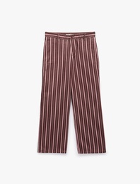 Beş Cepli Rahat Kalıp Pamuklu Düz Paça Çizgili Baggy Pantolon - Baggy Jeans