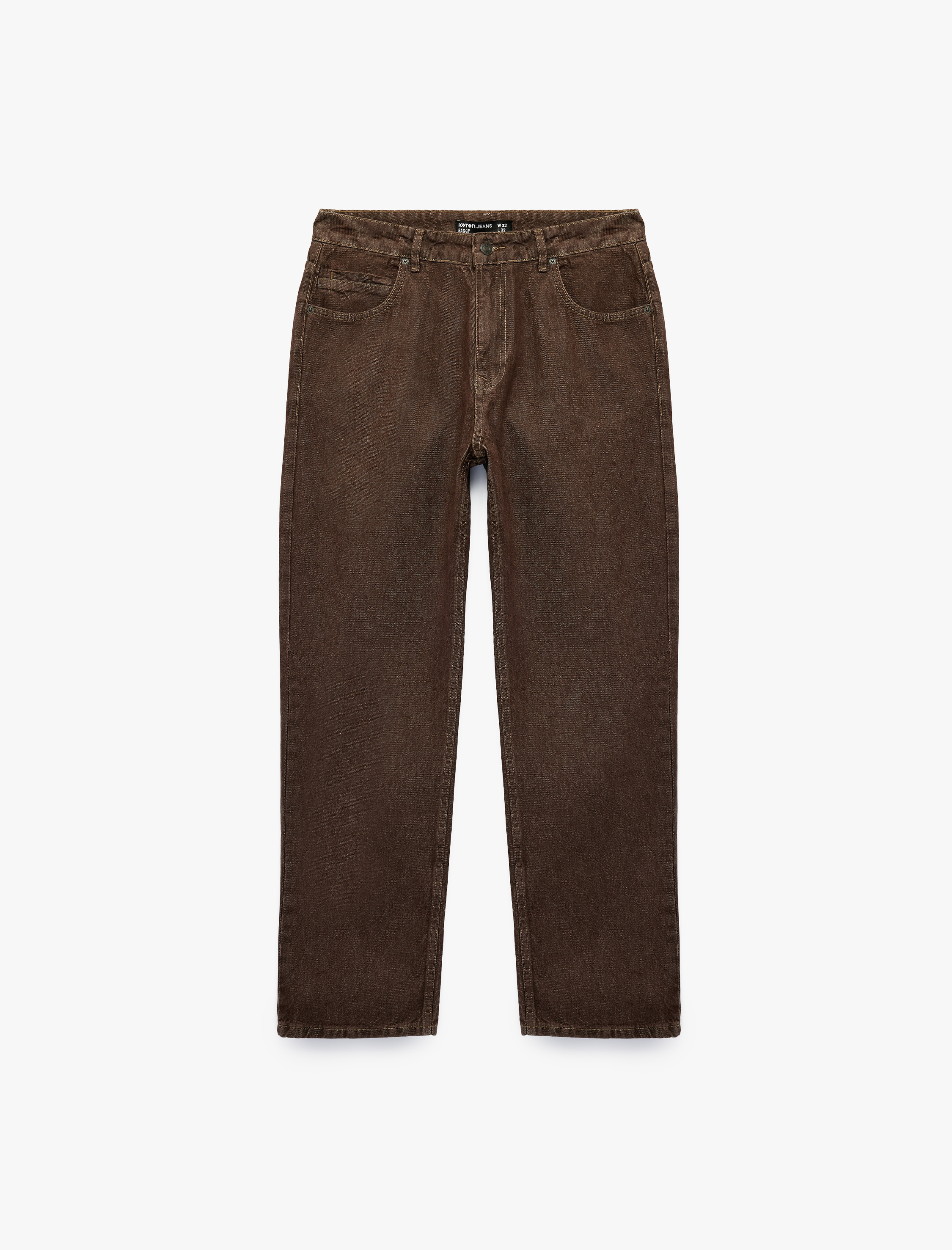   Normal Bel Cepli Pamuklu Vintage Straight Fit Jean Pantolon