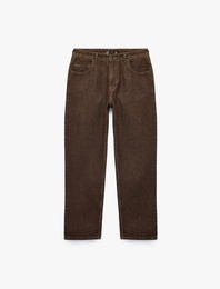 Normal Bel Cepli Pamuklu Vintage Straight Fit Jean Pantolon