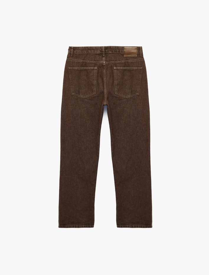  Normal Bel Cepli Pamuklu Vintage Straight Fit Jean Pantolon