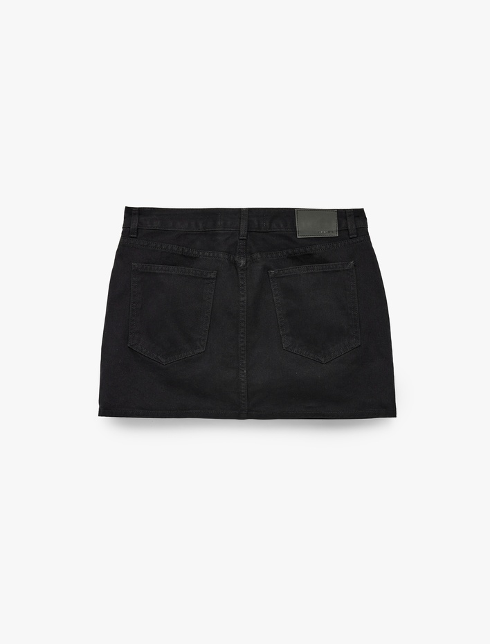  Pamuklu Normal Bel Cepli Mini Denim Şort Etek