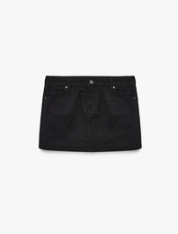 Pamuklu Normal Bel Cepli Mini Denim Şort Etek