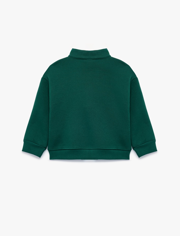 Erkek Bebek Şardonlu Dik Yaka Yarım Fermuarlı Uzun Kollu Oversize Sweatshirt