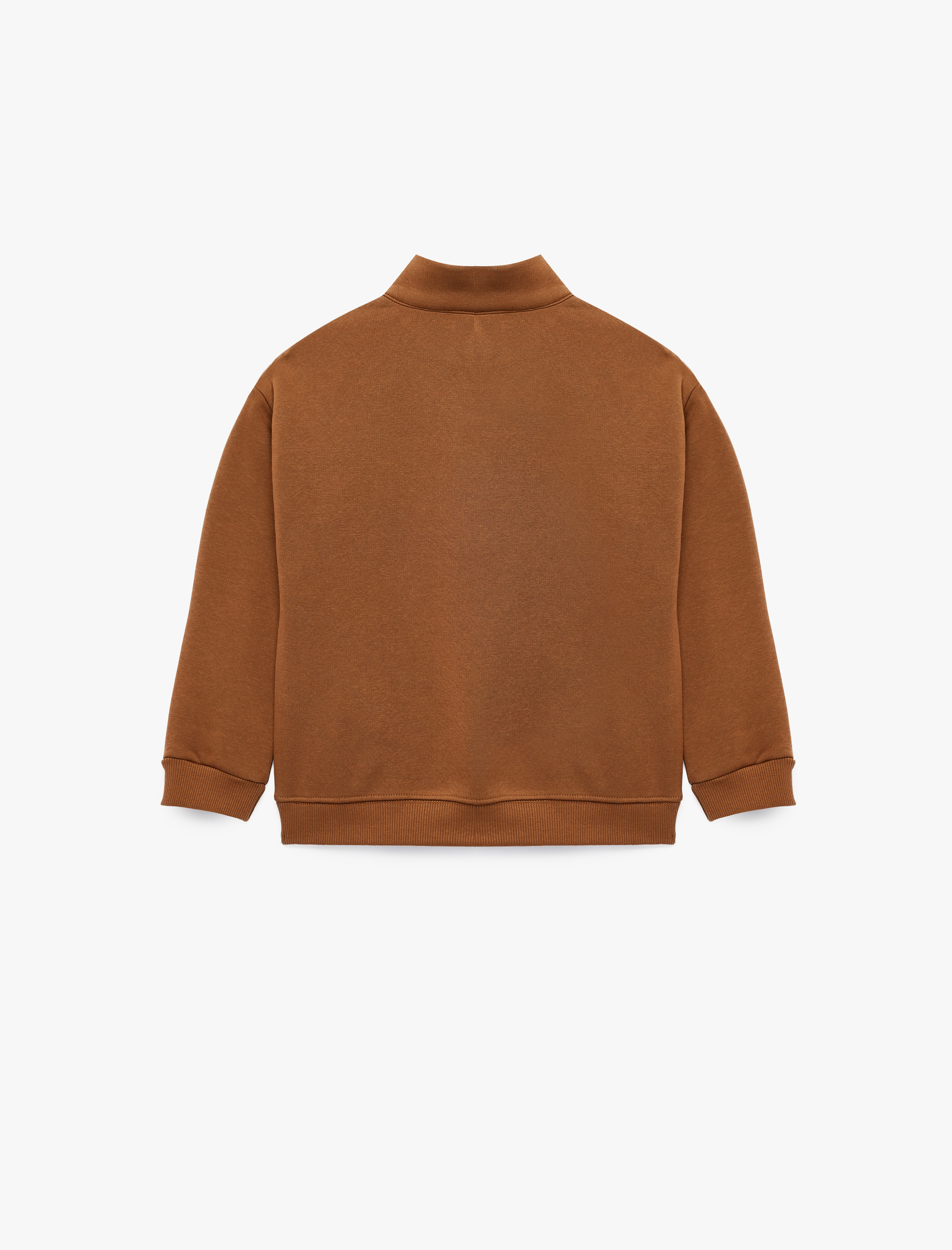  Erkek Bebek Şardonlu Dik Yaka Yarım Fermuarlı Uzun Kollu Oversize Sweatshirt