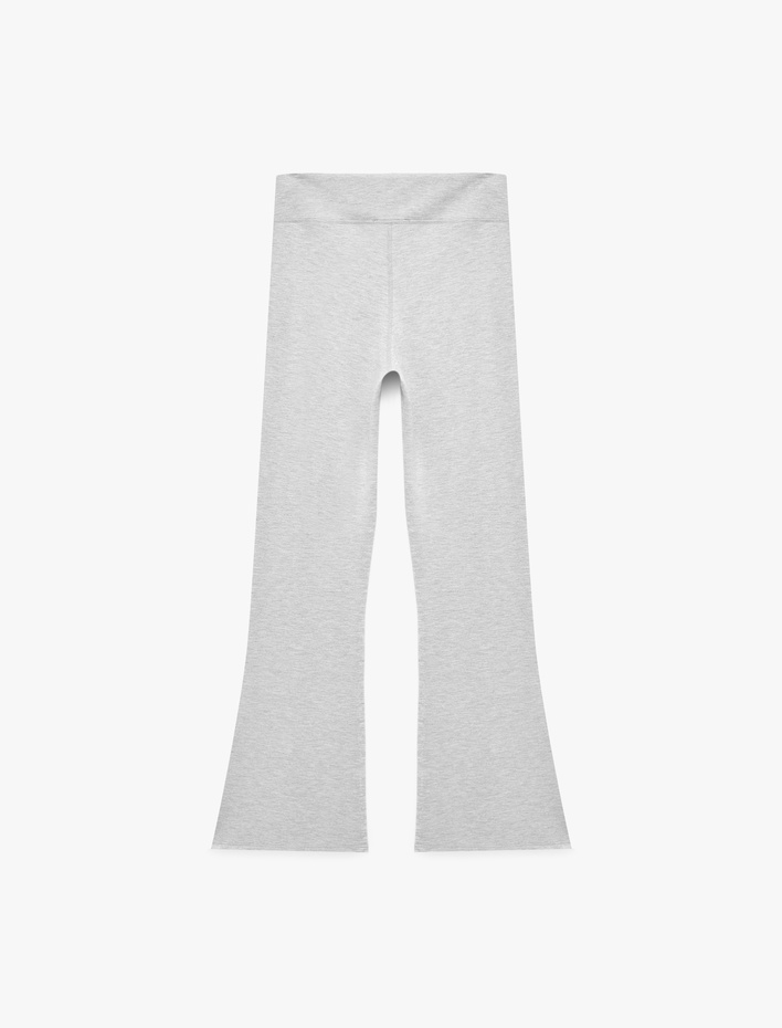  Modal Kumaş Slim Fit İspanyol Paça Yırtmaçlı Tayt