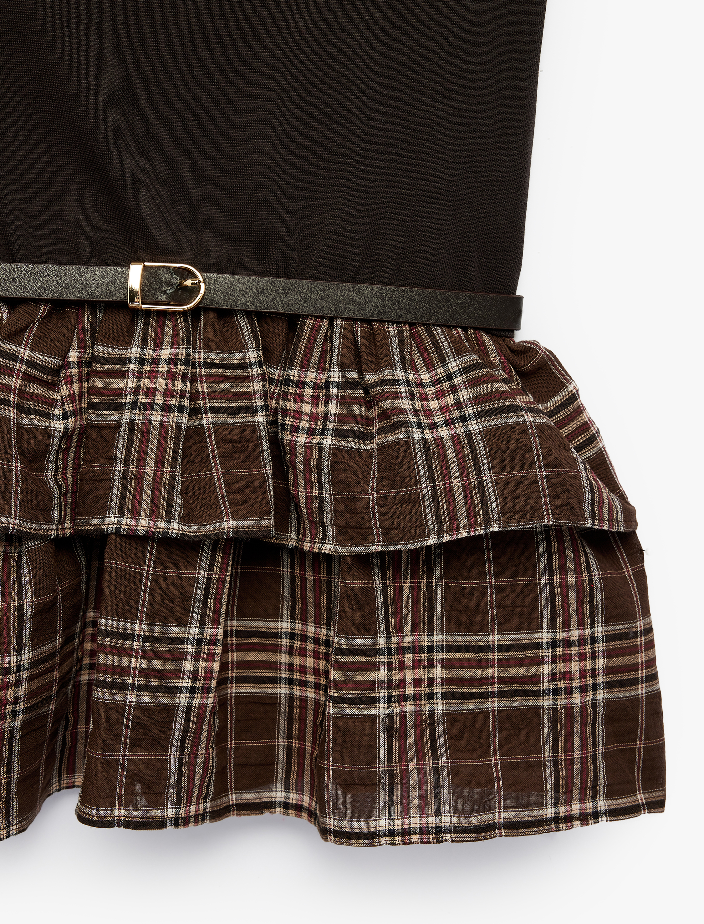  Kız Çocuk Kemer Detaylı Slim Fit Pamuklu Bisiklet Yaka Kolsuz Elbise