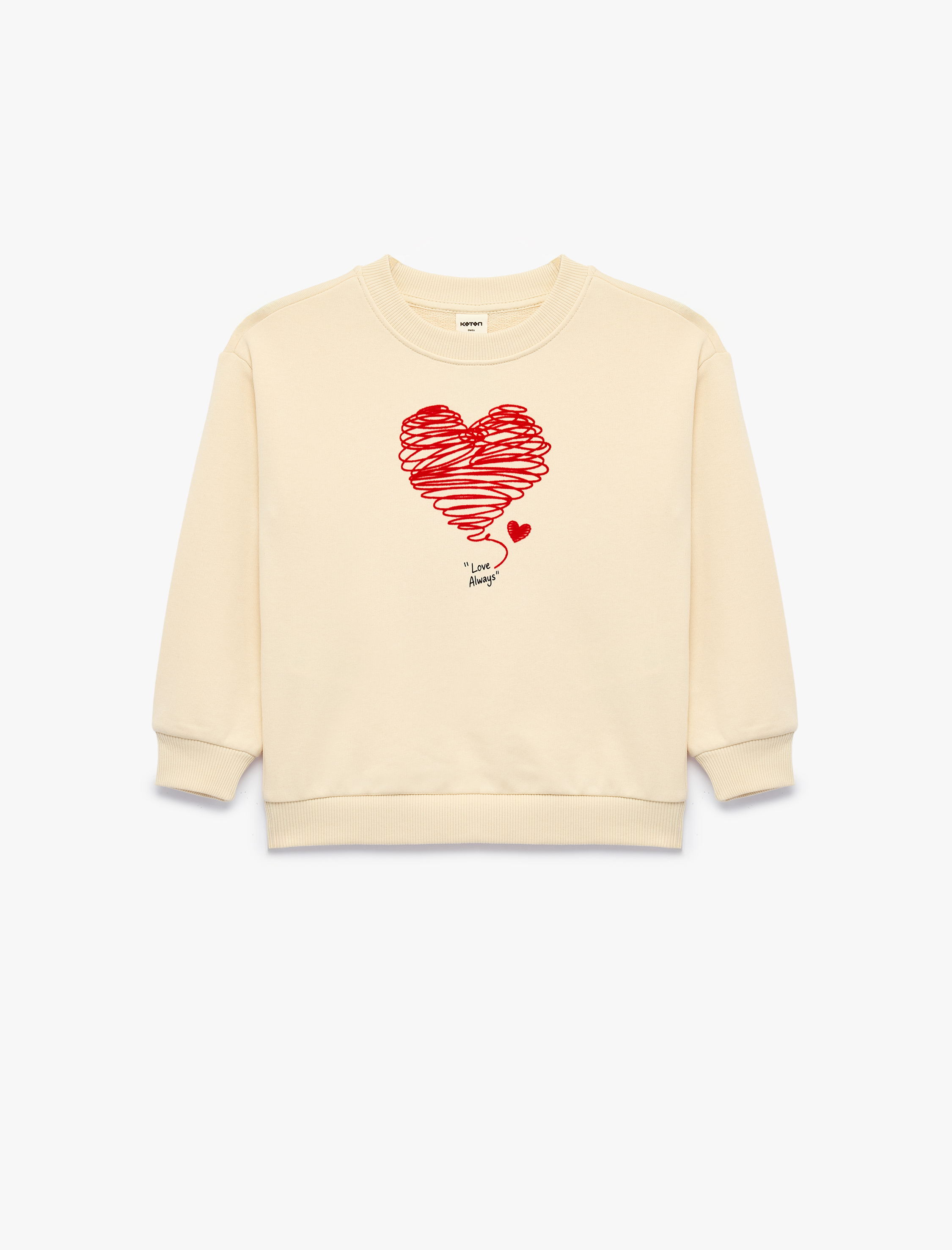  Kız Bebek Şardonlu Uzun Kollu Bisiklet Yaka Baskılı Sweatshirt