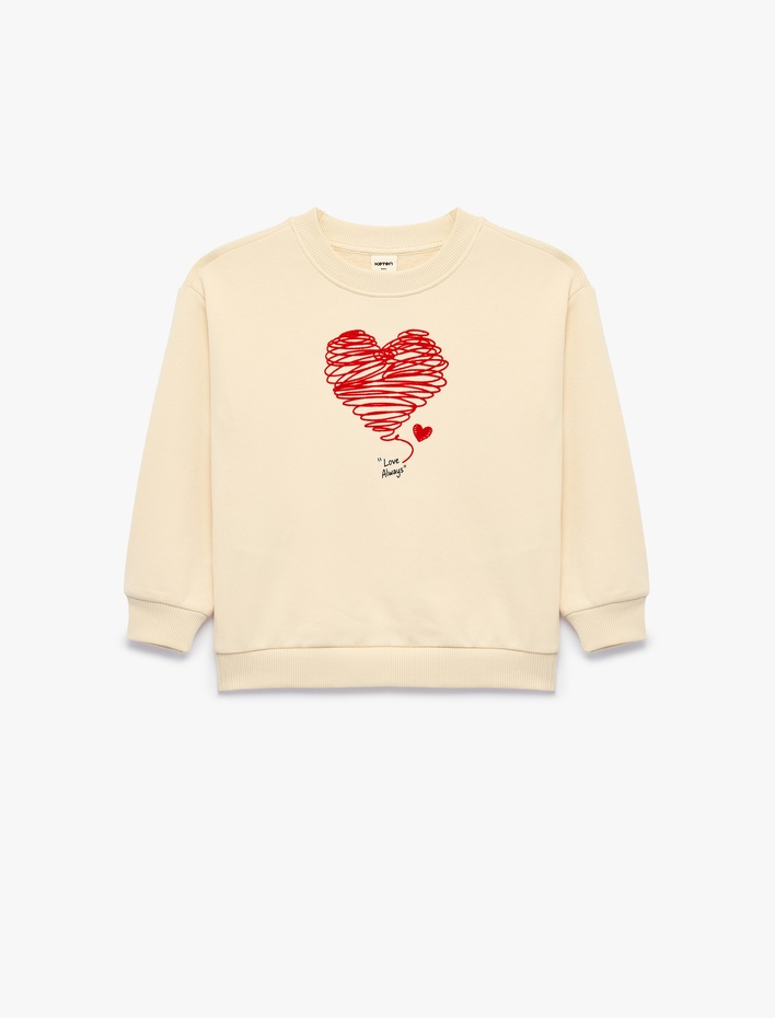 Kız Bebek Şardonlu Uzun Kollu Bisiklet Yaka Baskılı Sweatshirt