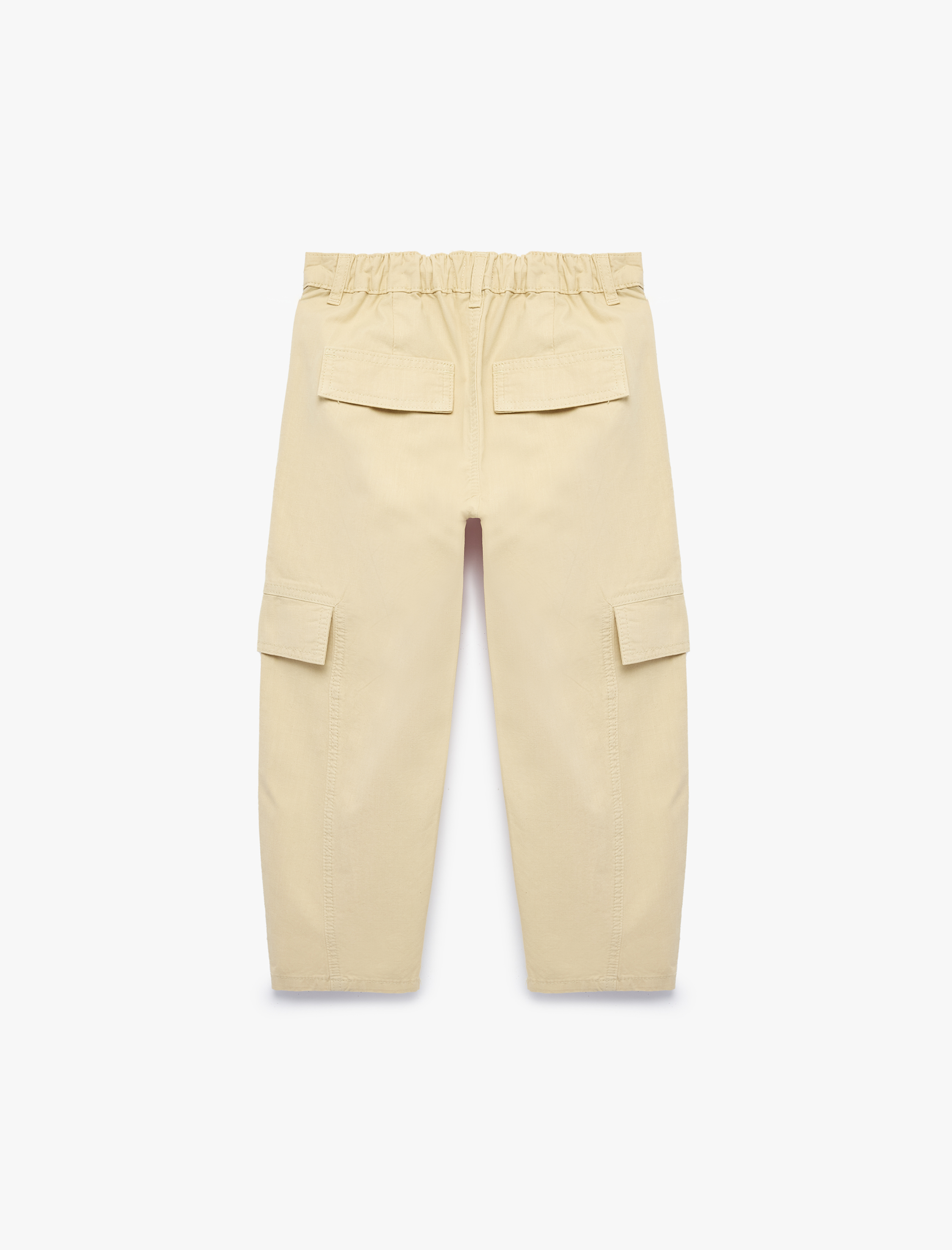  Kız Çocuk Cepli Bol Kesim Pamuklu Gabardin Pantolon