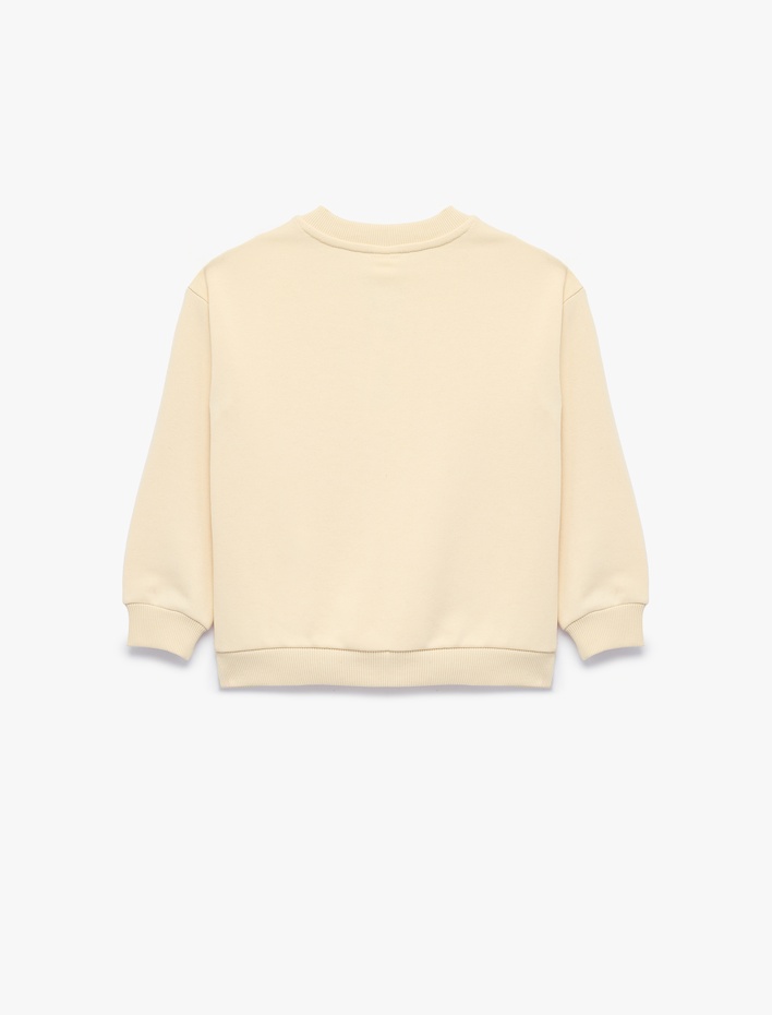 Kız Bebek Şardonlu Uzun Kollu Bisiklet Yaka Baskılı Sweatshirt