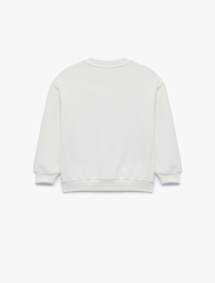 Kız Bebek Şardonlu Bisiklet Yaka Uzun Kollu İşlemeli Sweatshirt