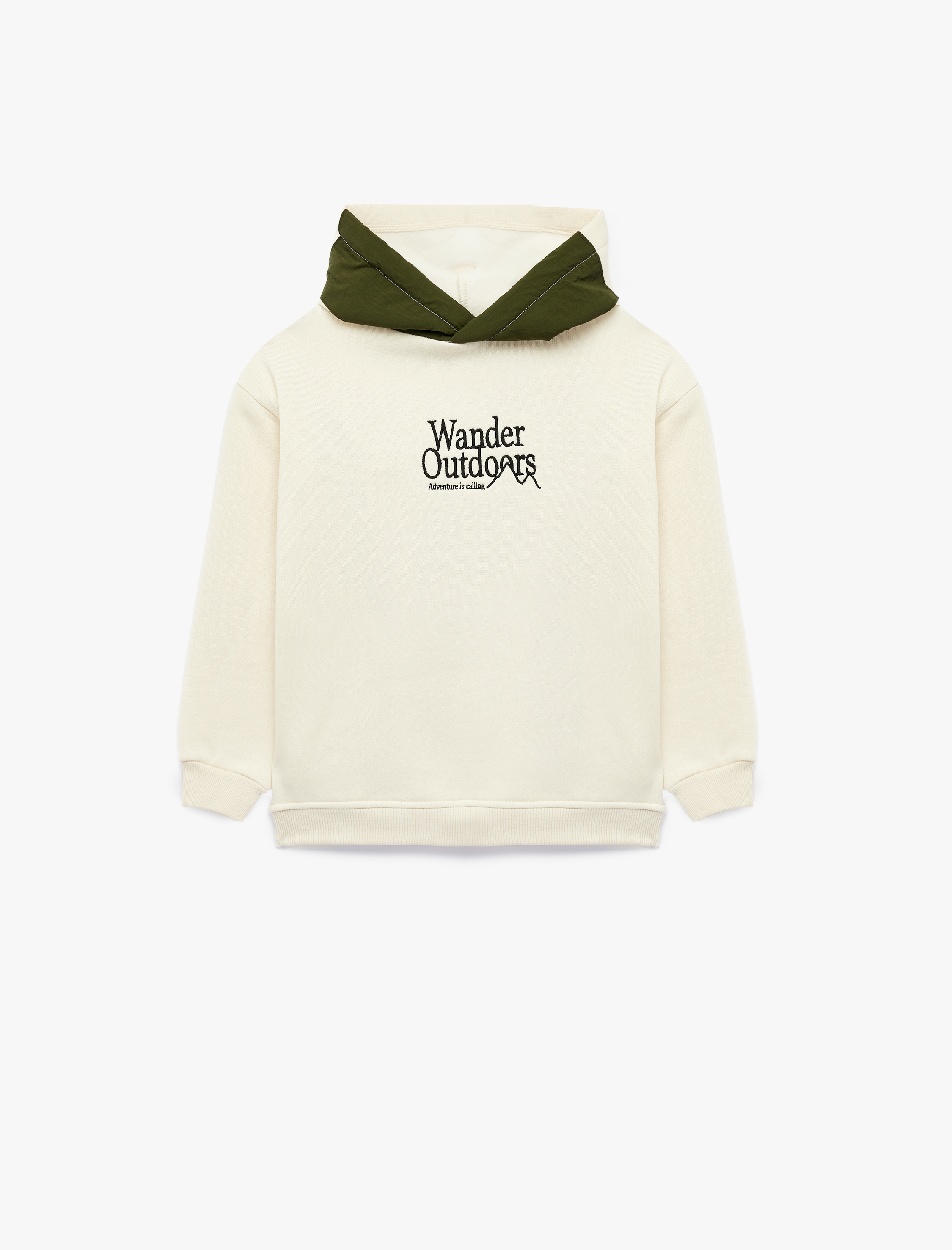  Erkek Çocuk Nakışlı Şardonlu Uzun Kollu Oversize Kapşonlu Sweatshirt