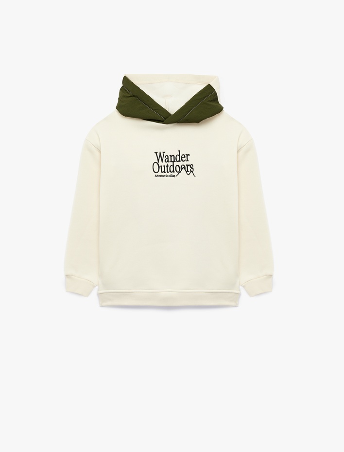 Erkek Çocuk Nakışlı Şardonlu Uzun Kollu Oversize Kapşonlu Sweatshirt