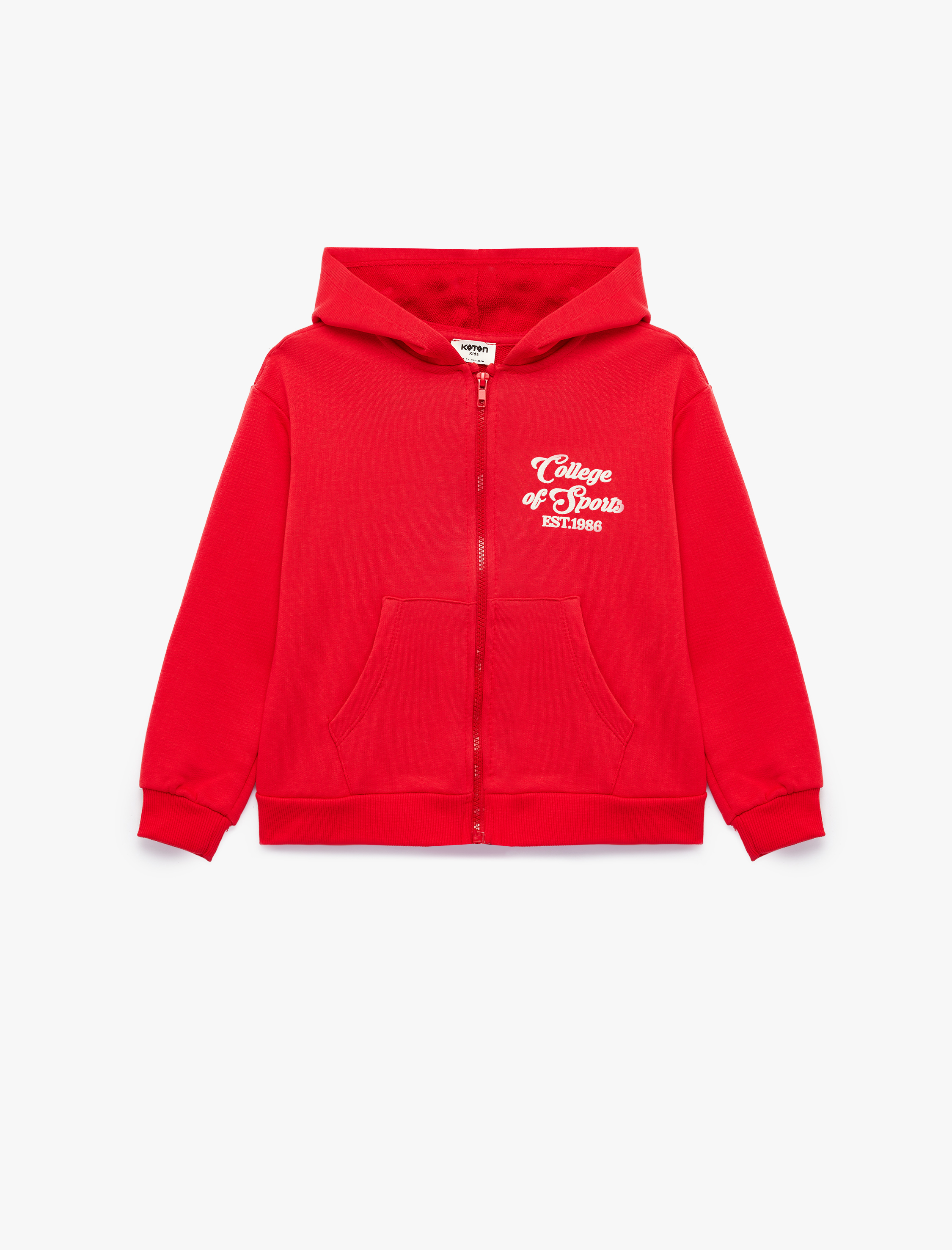  Kız Çocuk Cepli Uzun Kollu Baskılı Oversize Kapşonlu Fermuarlı Sweatshirt