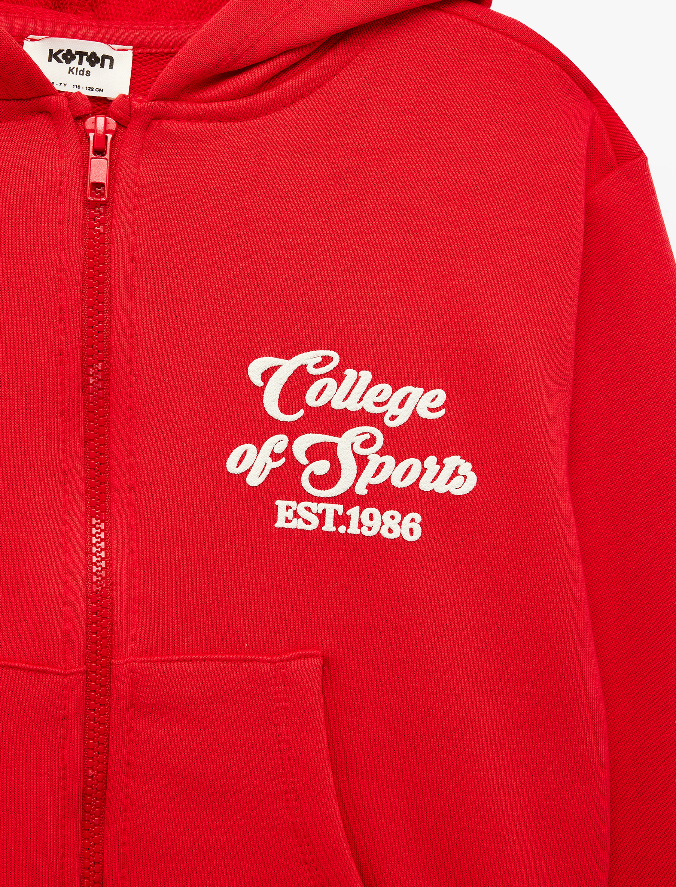  Kız Çocuk Cepli Uzun Kollu Baskılı Oversize Kapşonlu Fermuarlı Sweatshirt