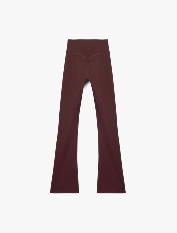  Yüksek Bel Slim Fit İspanyol Paça Spor Tayt