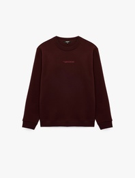 Şardonlu Regular Fit Bisiklet Yaka Uzun Kollu Baskılı Sweatshirt