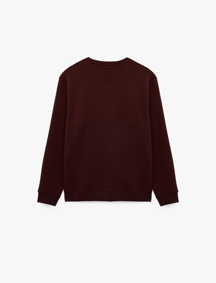  Şardonlu Regular Fit Bisiklet Yaka Uzun Kollu Baskılı Sweatshirt