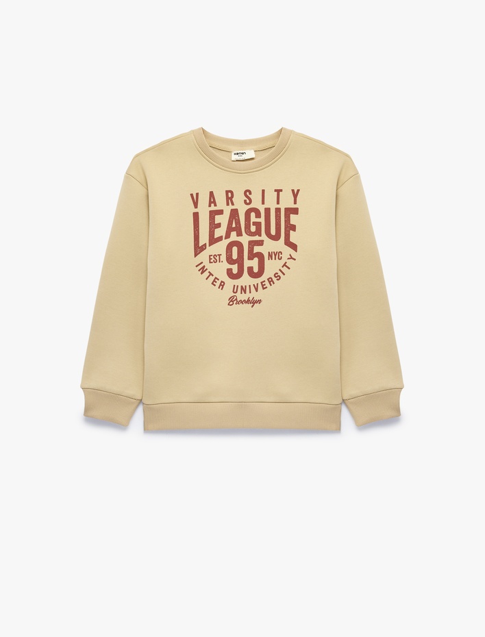Erkek Çocuk Şardonlu Bisiklet Yaka Uzun Kollu Baskılı Sweatshirt