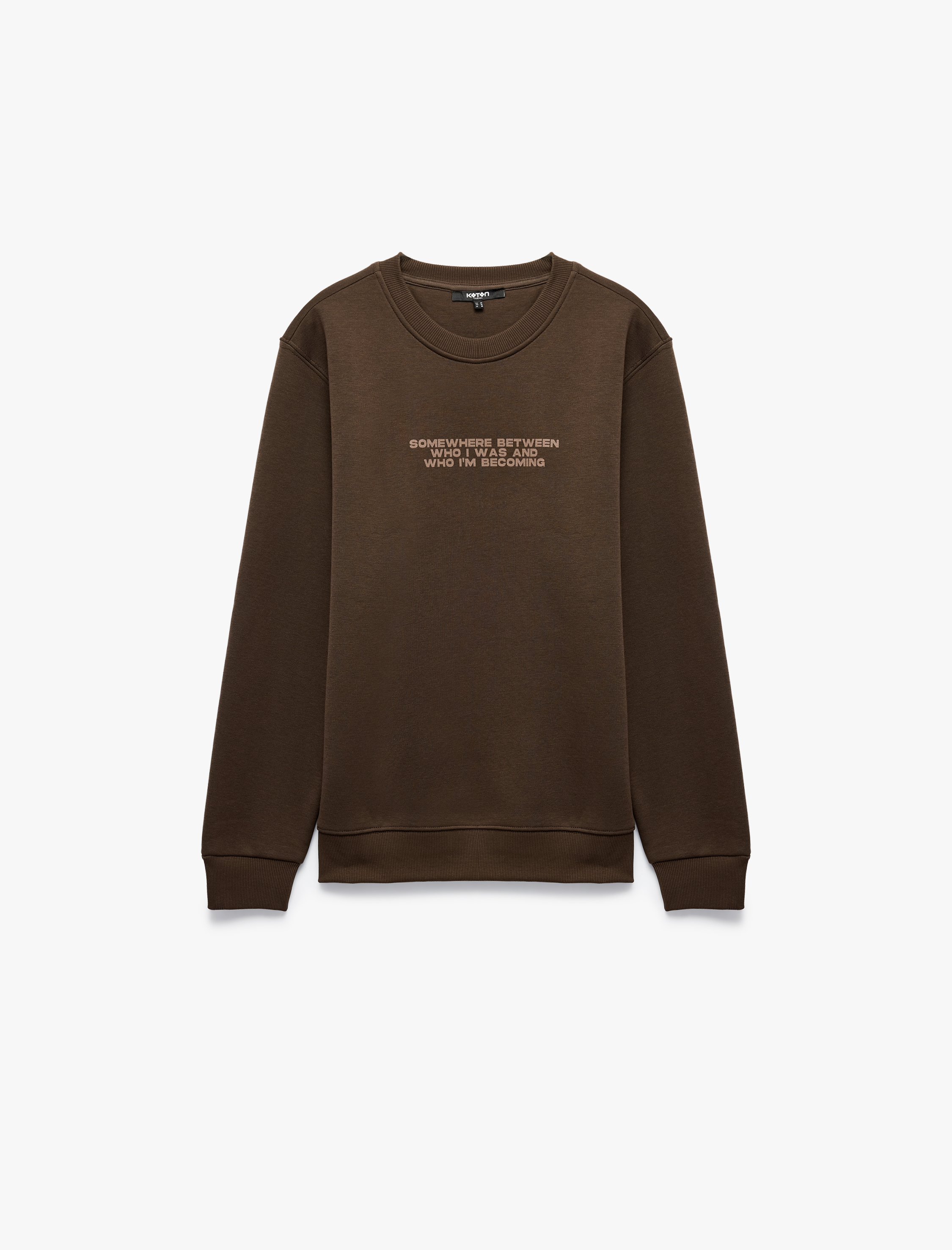   Uzun Kollu Üç İplik Şardonlu Bisiklet Yaka Baskılı Sweatshirt