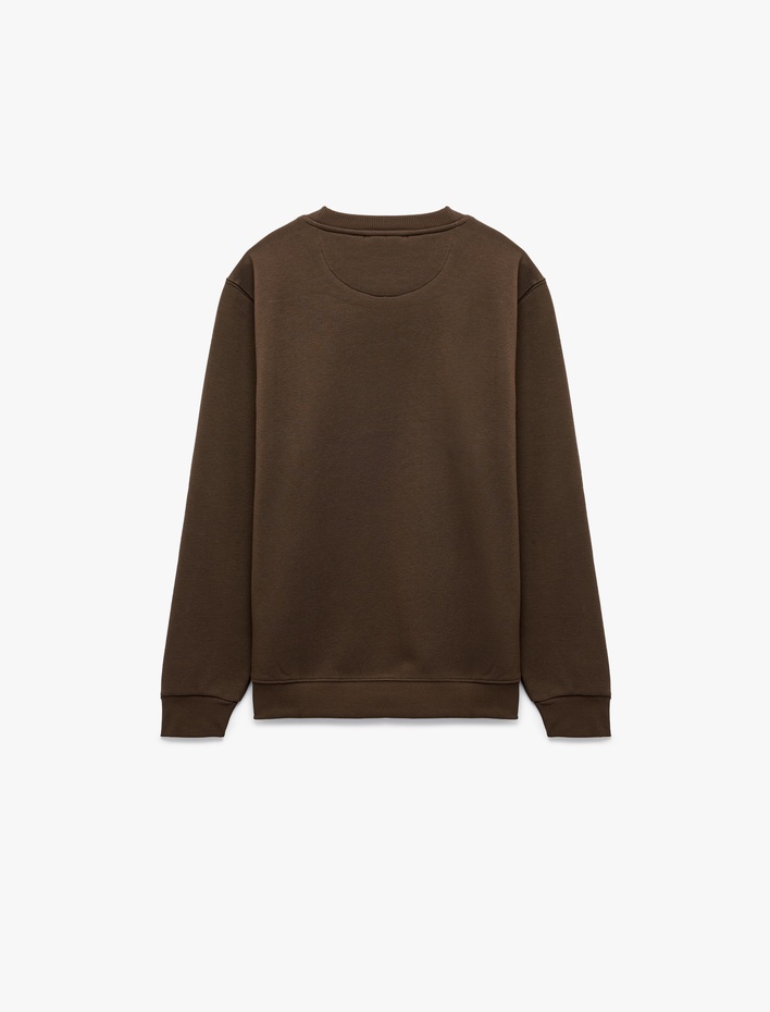  Uzun Kollu Üç İplik Şardonlu Bisiklet Yaka Baskılı Sweatshirt