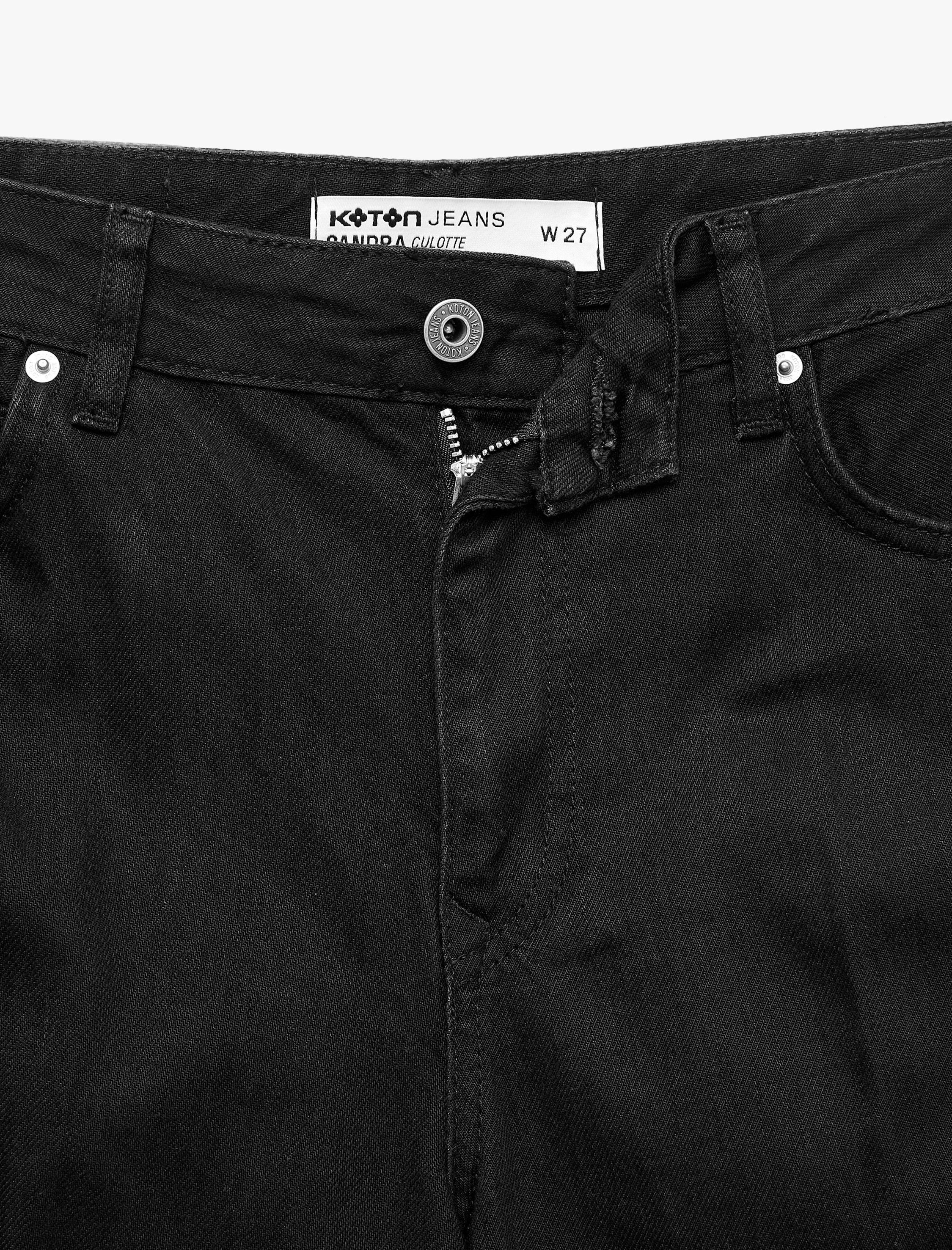   Normal Bel Rahat Kalıp Cepli Kısa Geniş Paça Denim Pantolon - Culotte Jeans