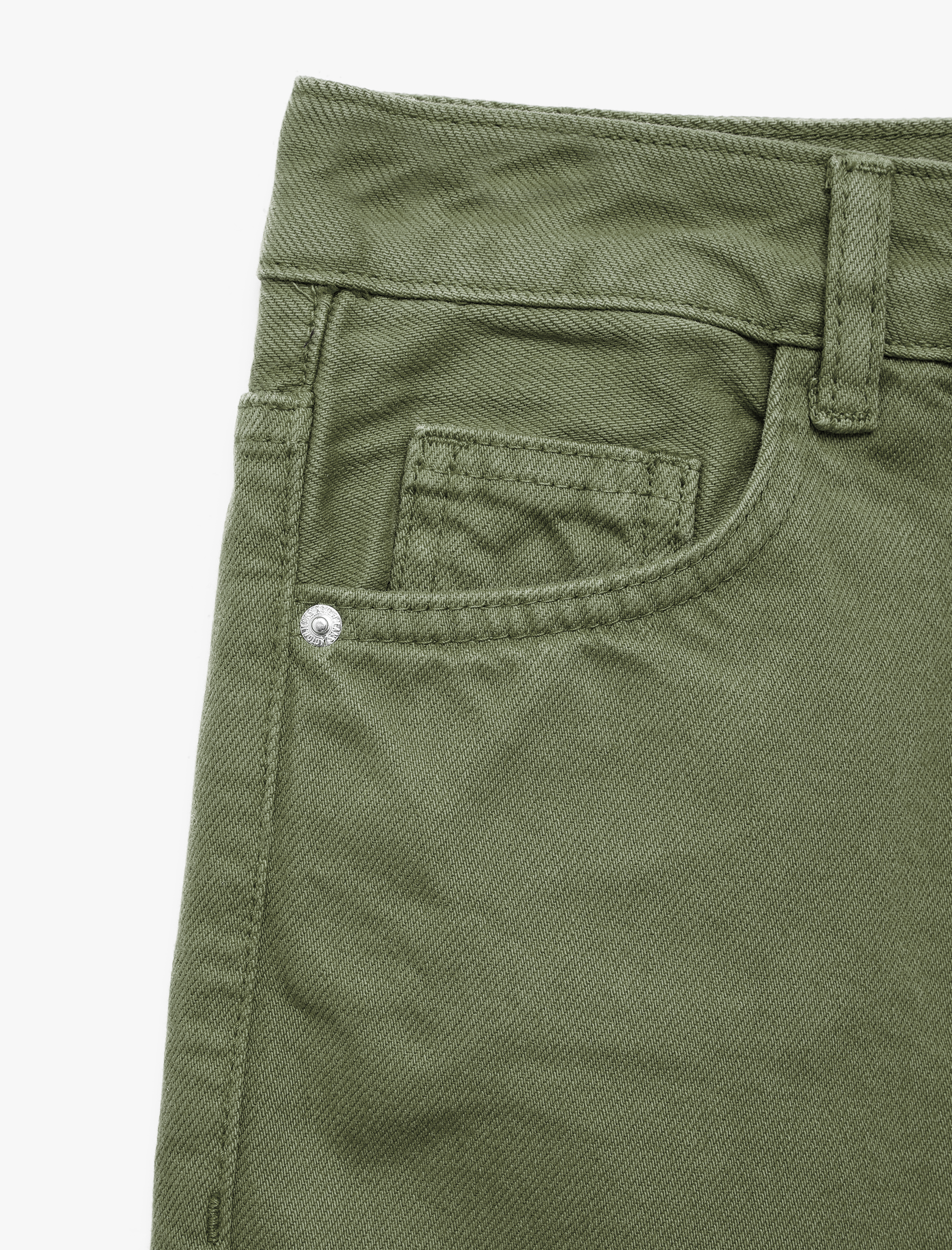   Pamuklu Normal Bel Düğmeli Cepli Uzun Kesim Düz Paça Pantolon - Straight Jeans