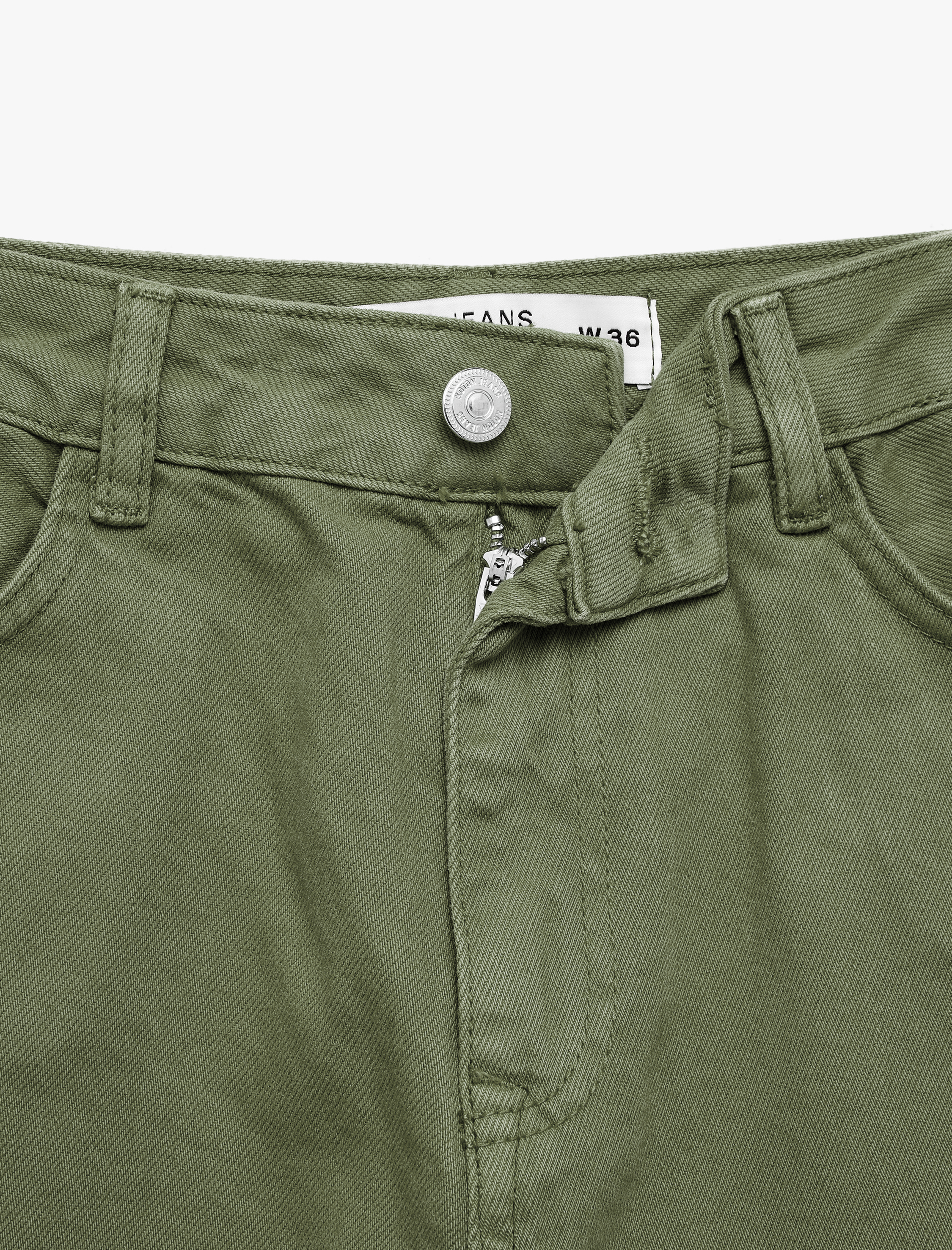   Pamuklu Normal Bel Düğmeli Cepli Uzun Kesim Düz Paça Pantolon - Straight Jeans