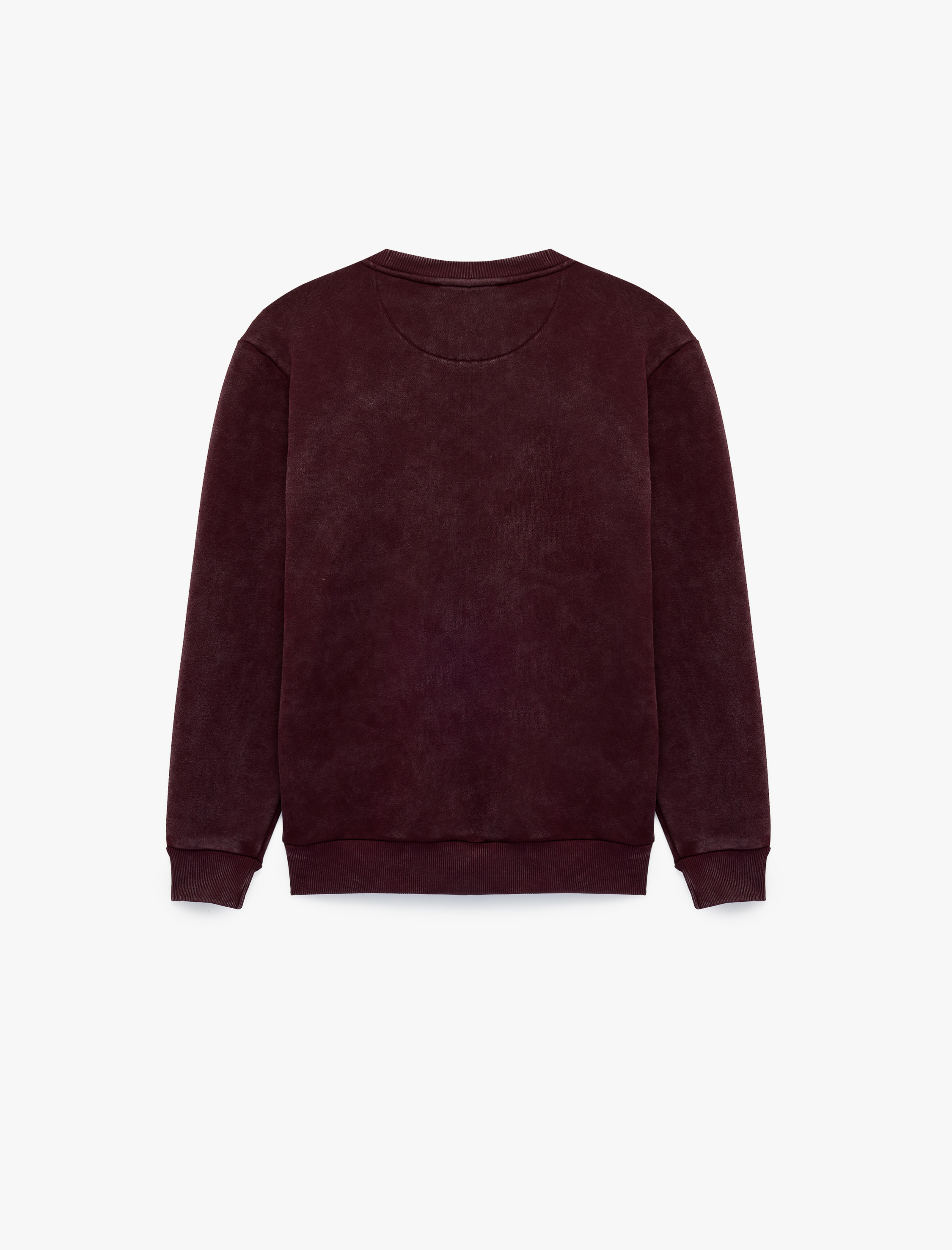   Uzun Kollu Üç İplik Şardonlu Yıkamalı Bisiklet Yaka Sweatshirt