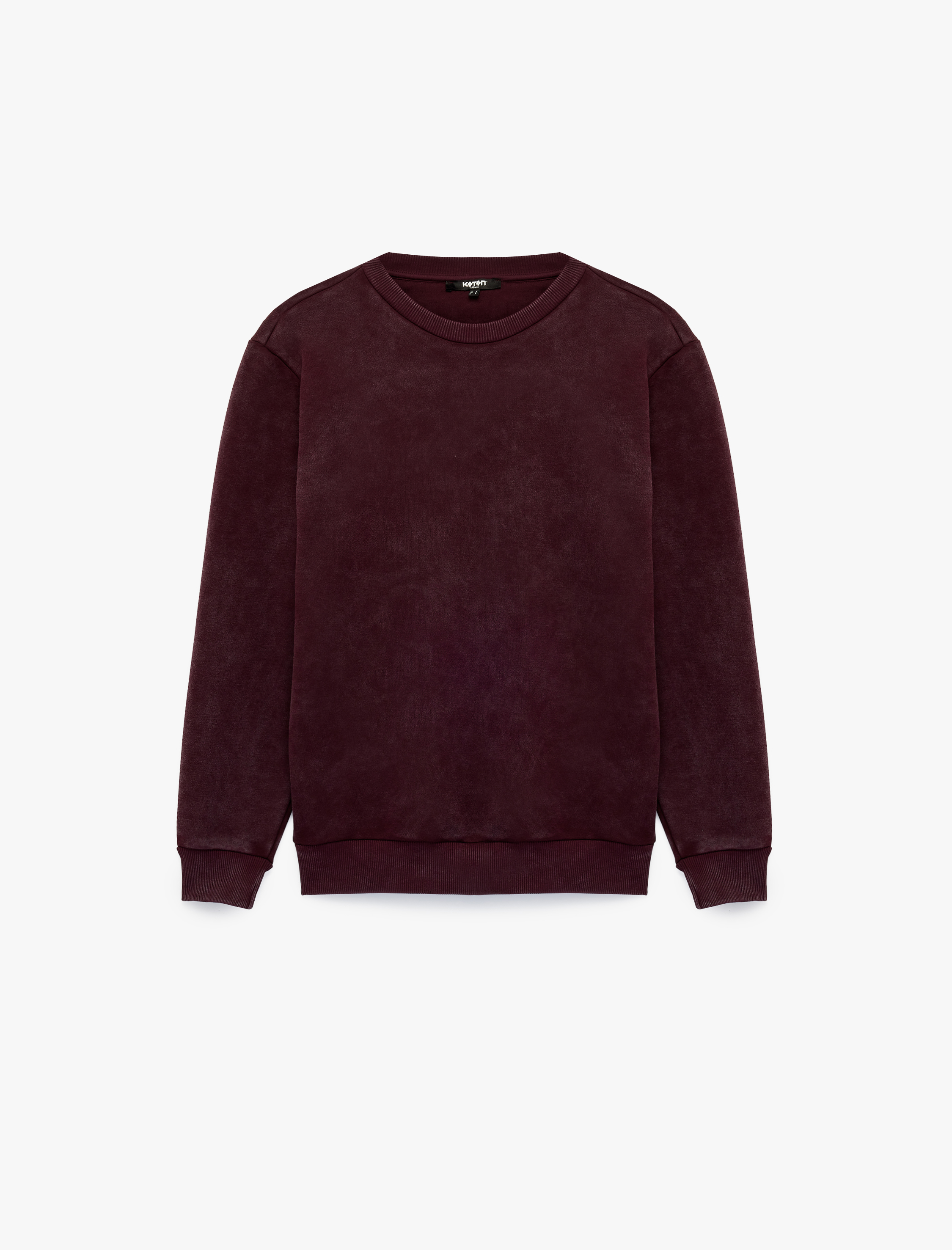   Uzun Kollu Üç İplik Şardonlu Yıkamalı Bisiklet Yaka Sweatshirt