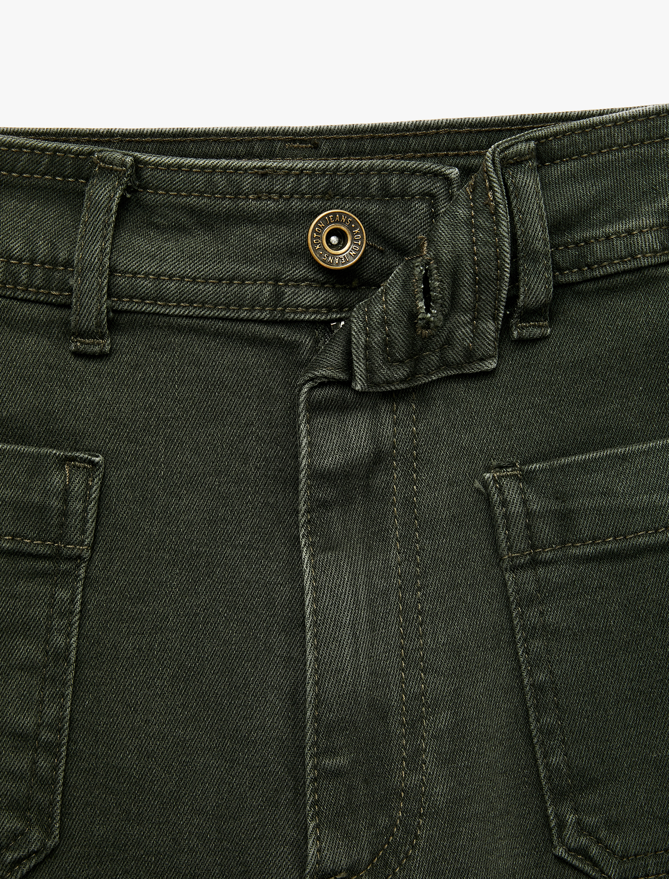   Normal Bel Cep Detaylı Kısa Geniş Paça Denim Pantolon - Culotte Jeans