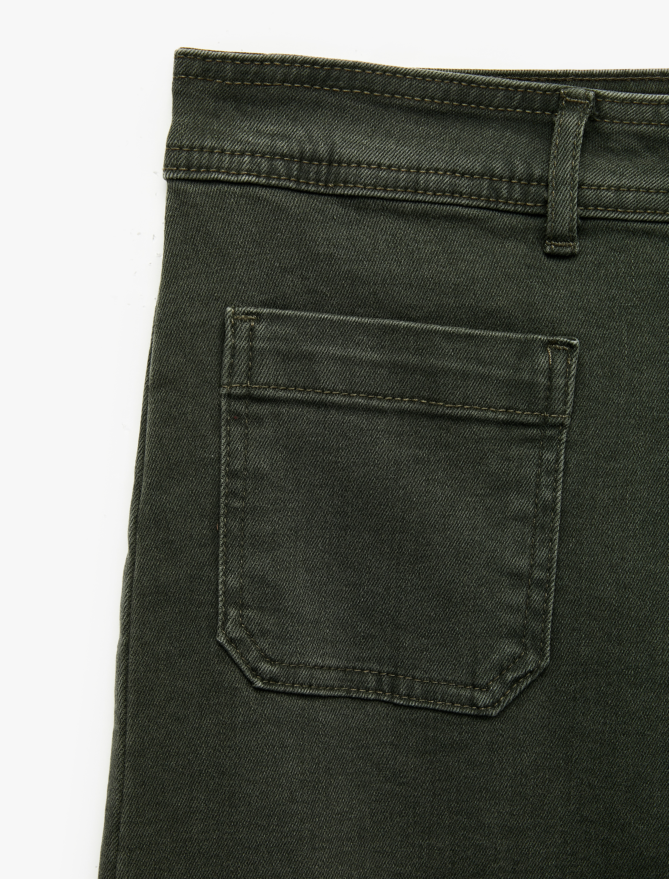   Normal Bel Cep Detaylı Kısa Geniş Paça Denim Pantolon - Culotte Jeans