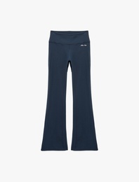 Yüksek Bel Slim Fit İspanyol Paça Baskılı Spor Tayt