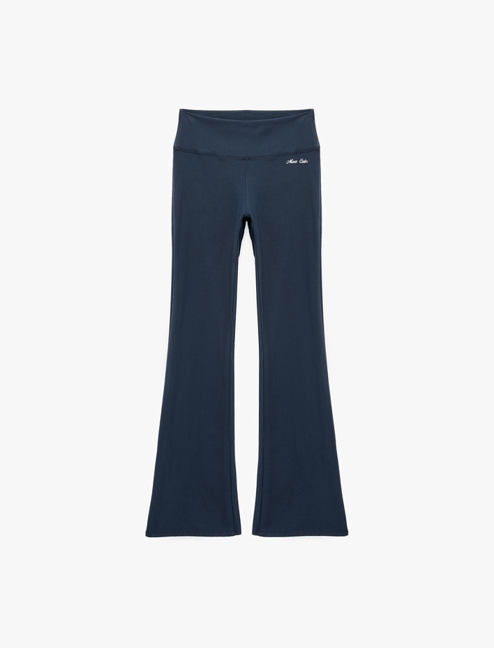  Yüksek Bel Slim Fit İspanyol Paça Baskılı Spor Tayt