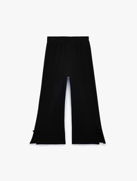 Fiyonklu Pamuklu Beli Lastikli Kaşkorse Geniş Paça Pantolon