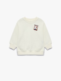 Hello Kitty Baskılı Şardonlu Pamuklu Bisiklet Yaka Uzun Kollu Lisanslı Sweatshirt