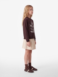 Uzun Kollu Bisiklet Yaka Çiçek Baskılı Sweatshirt