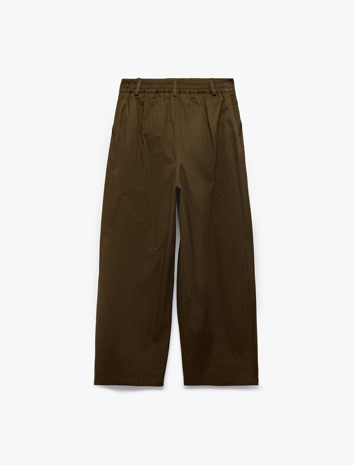  Cepli Bol Kesim Pileli Gabardin Barrel Pantolon