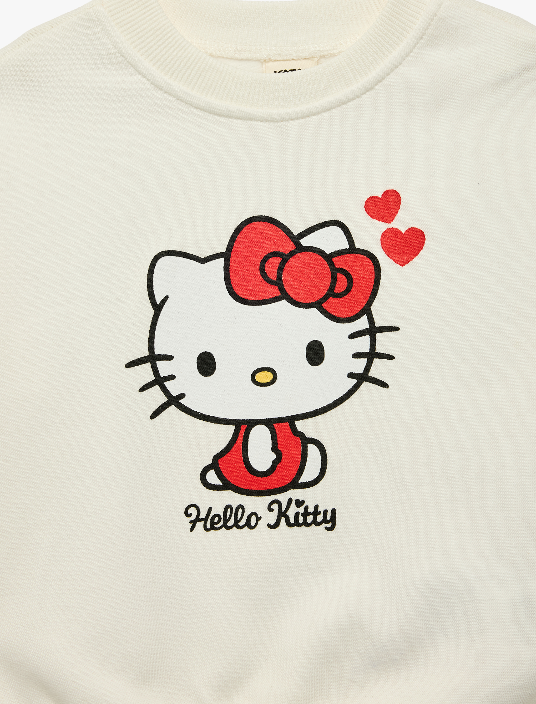 Kız Bebek Hello Kitty Baskılı Pamuklu Şardonlu Bisiklet Yaka Uzun Kollu Lisanslı Sweatshirt