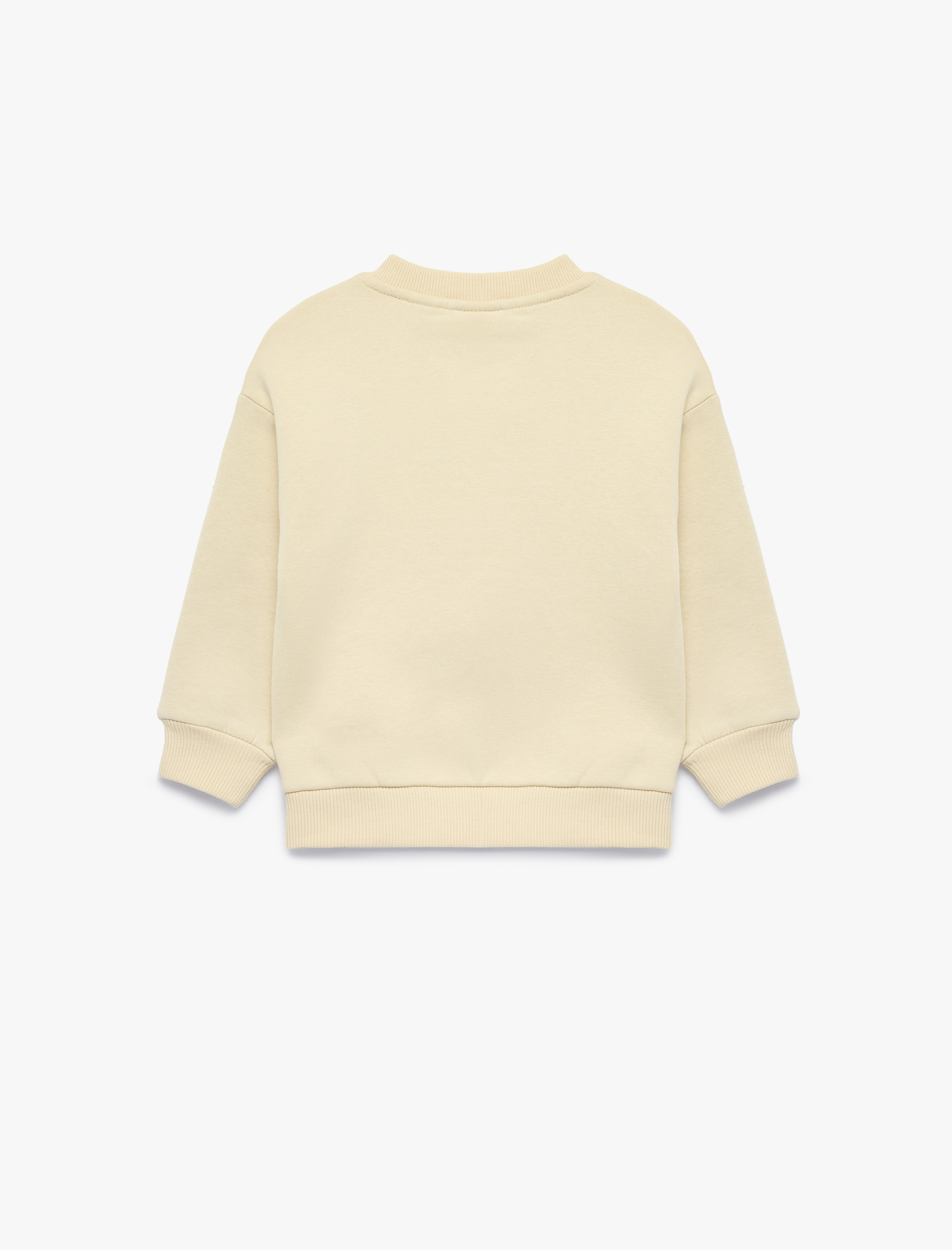  Kız Bebek Kalp Baskılı Şardonlu Bisiklet Yaka Uzun Kollu Sweatshirt