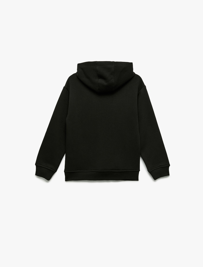 Erkek Çocuk Pamuklu Uzun Kollu Kapşonlu Şardonlu Oversize Okul Sweatshirt